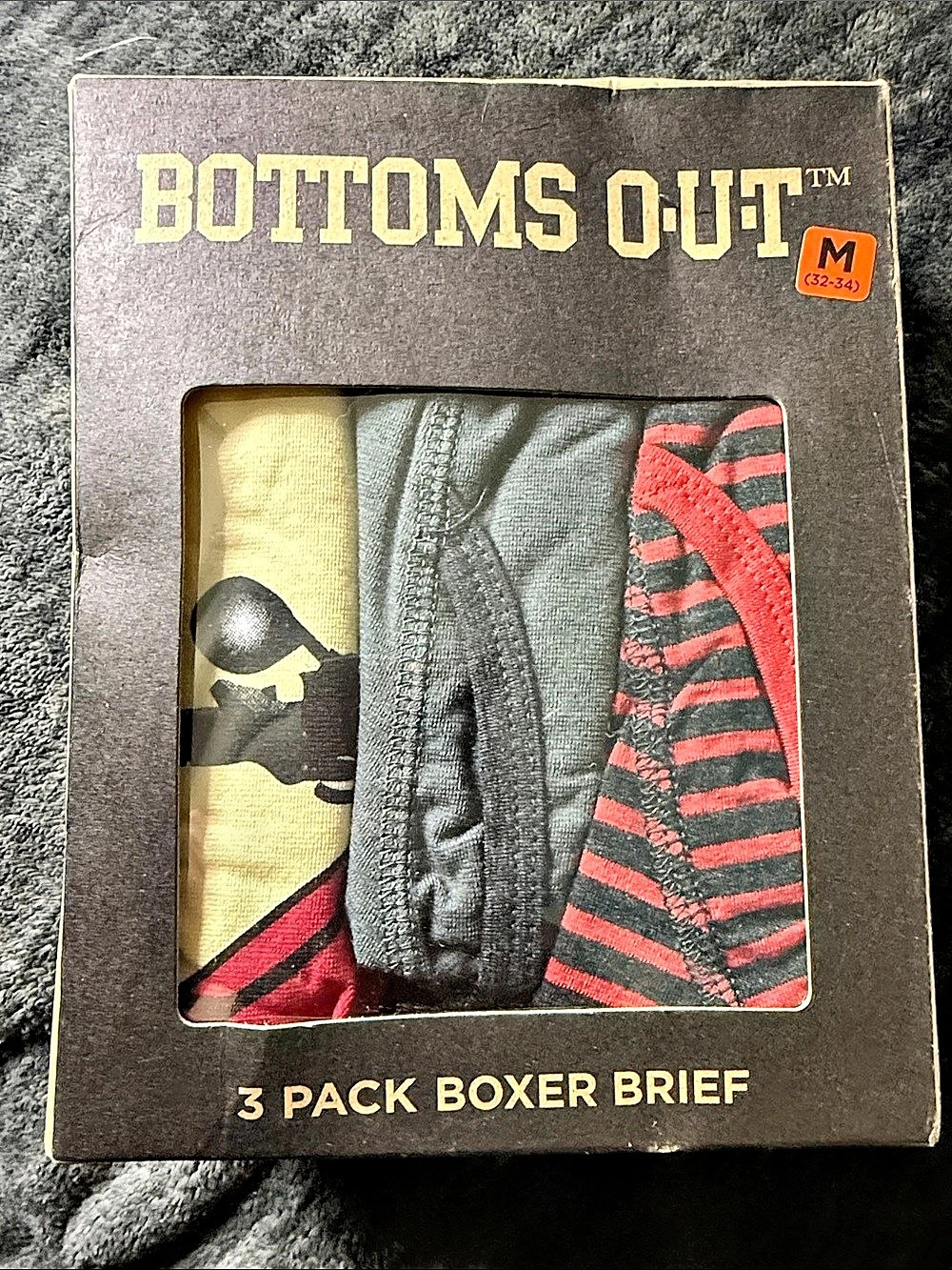 Bottoms Out 3 Pack Boxer Brief Striped Boxer Briefs Size Medium NWT